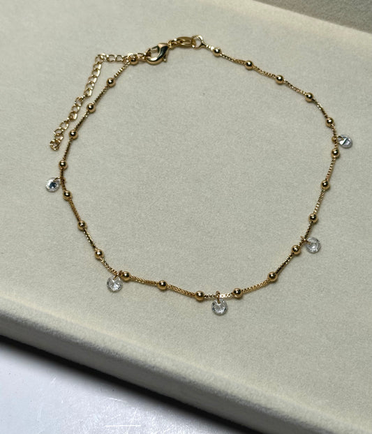 Beaded CZ Charm Anklet
