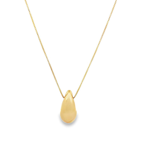 Box Chain Solid Tear Drop Charm Necklace