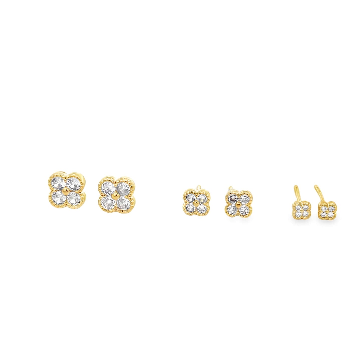 Four Leaf Clover CZ Stud