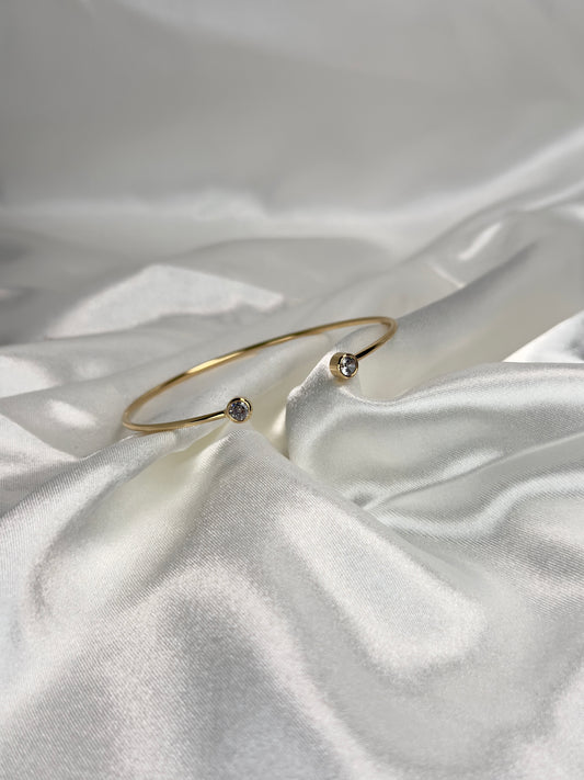 CZ Bezel Stone Open Bangle